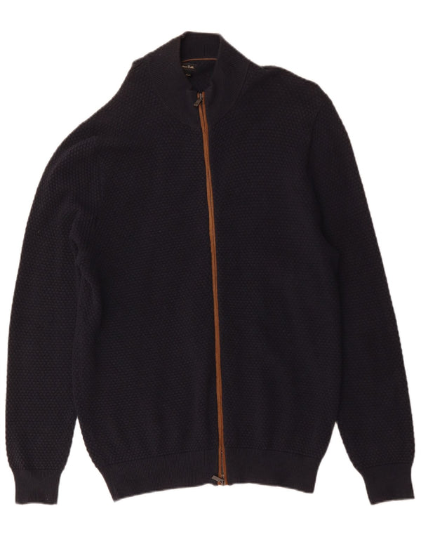 Suéter cardigã masculino Massimo Dutti 2XL algodão azul marinho