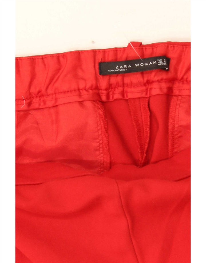 Calça feminina casual slim Zara pequena W26 L26 vermelha