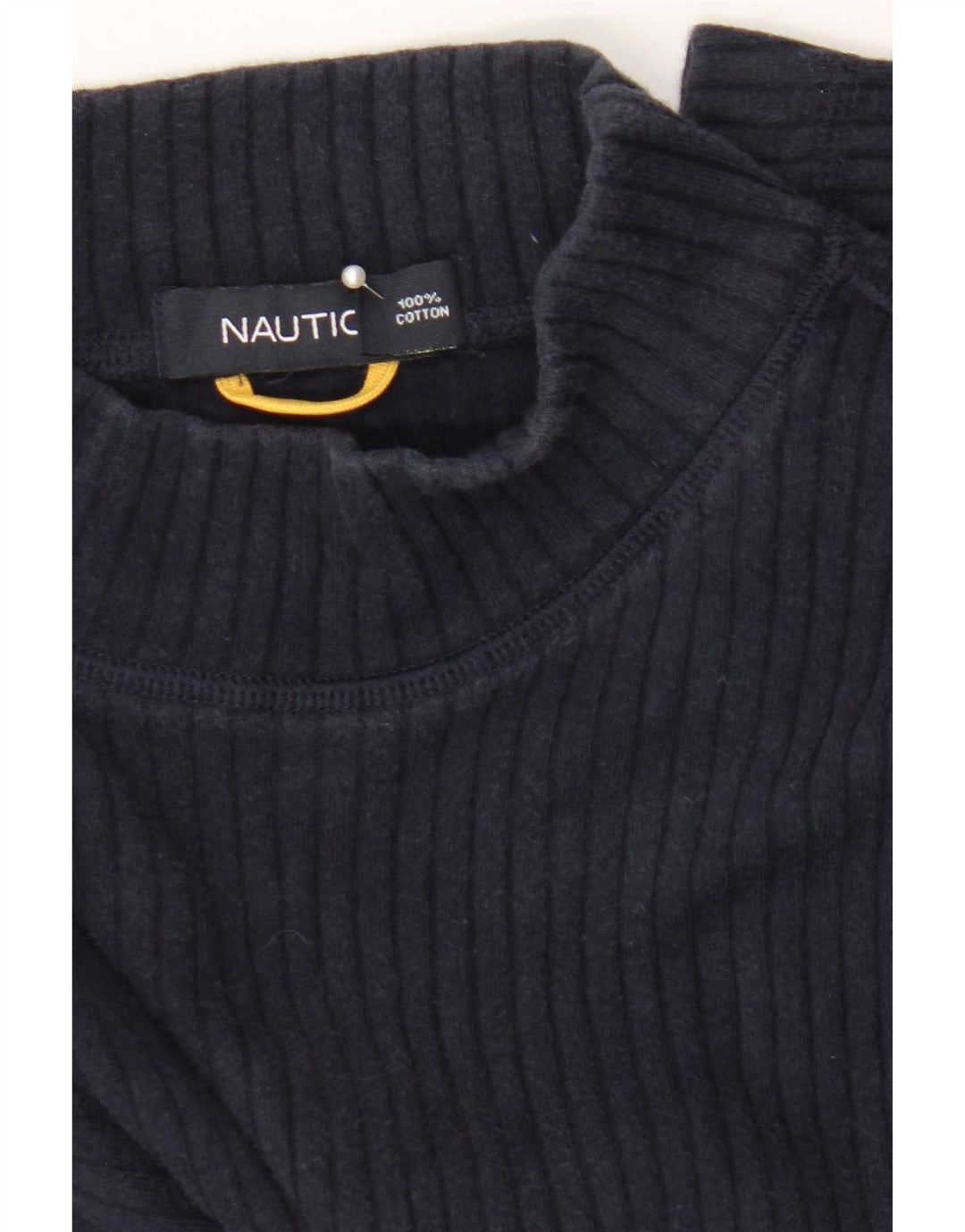 Top masculino Nautica de manga comprida médio azul marinho algodão colorblock