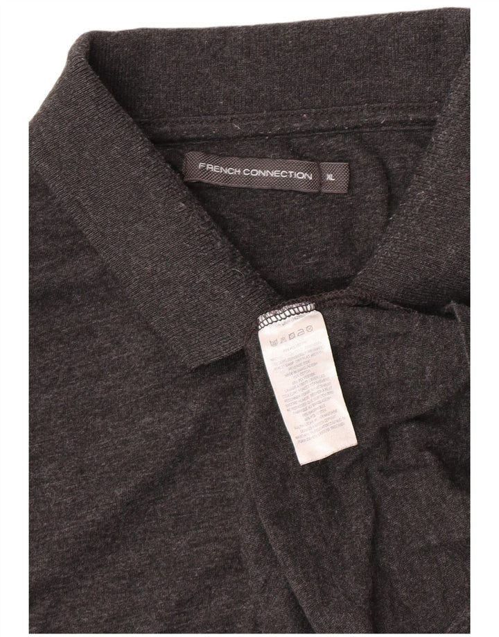 Camisa polo masculina XL da French Connection algodão manchado cinza