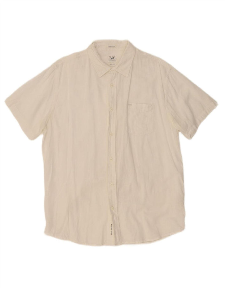 Camisa masculina de manga curta LEE Regular Fit XL algodão branco