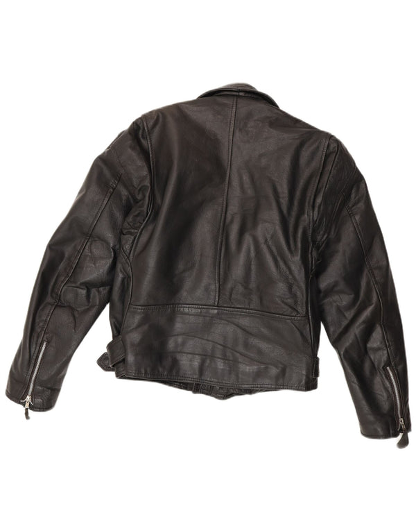 Jaqueta de couro masculina vintage para motociclista IT 44 XS preta