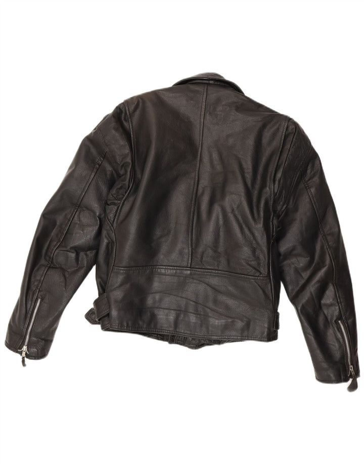 Jaqueta de couro masculina vintage para motociclista IT 44 XS preta