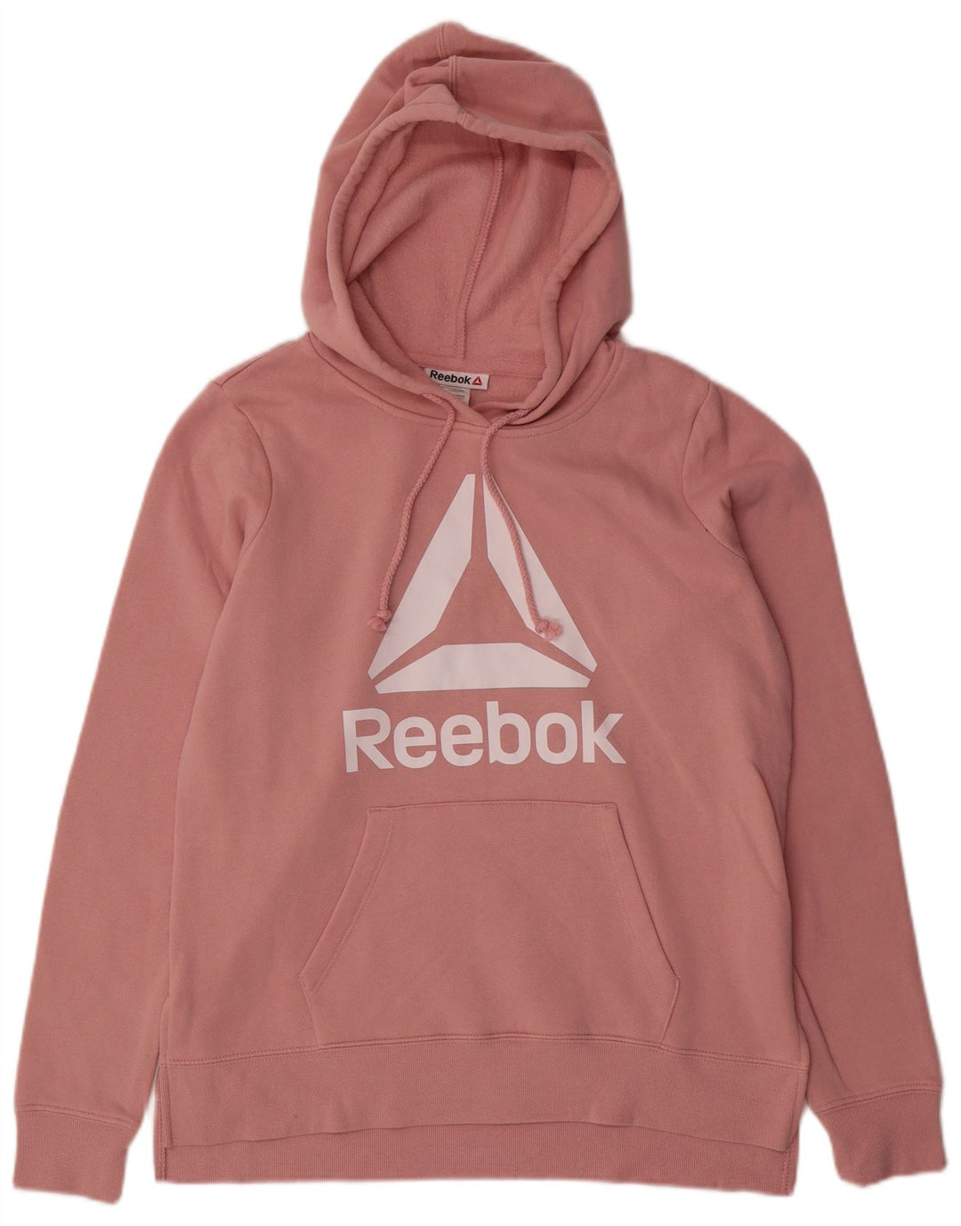 REEBOK feminino gráfico moletom com capuz UK 14 médio algodão rosa