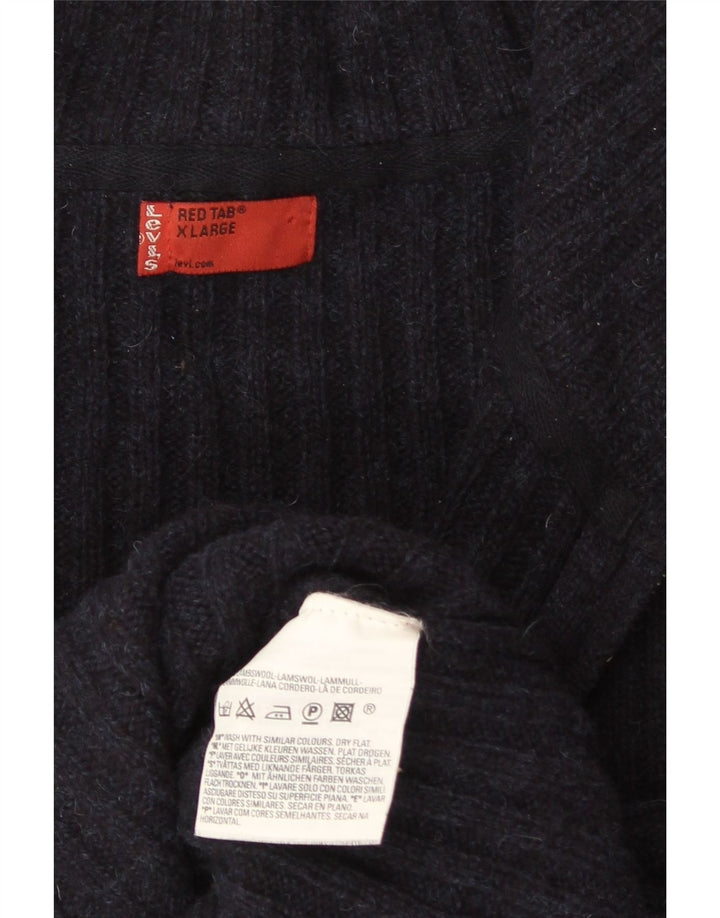 Suéter cardigã masculino Levi's XL azul marinho lã de cordeiro