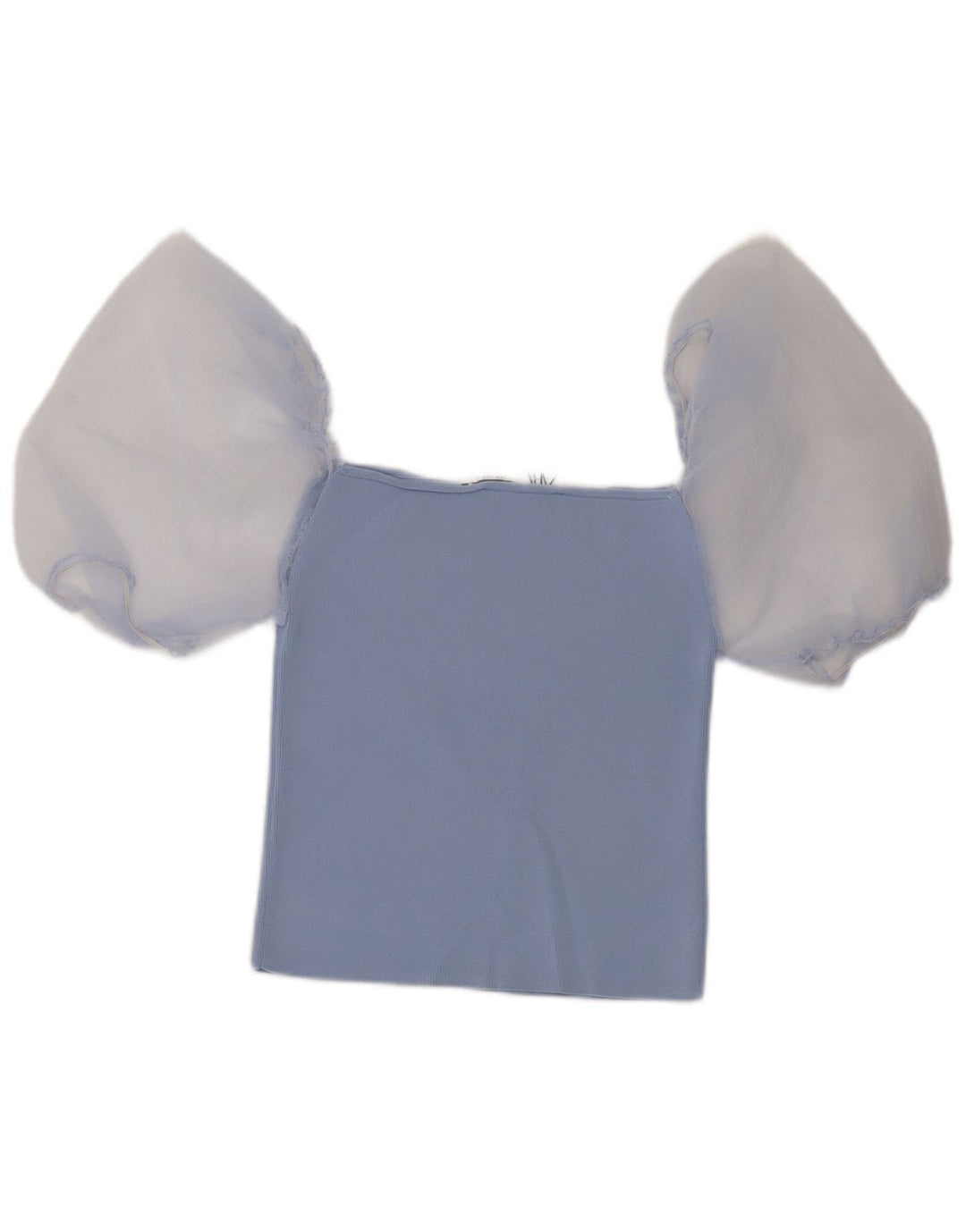 Top feminino Zara com ombro de fora UK 12 bloco colorido azul médio