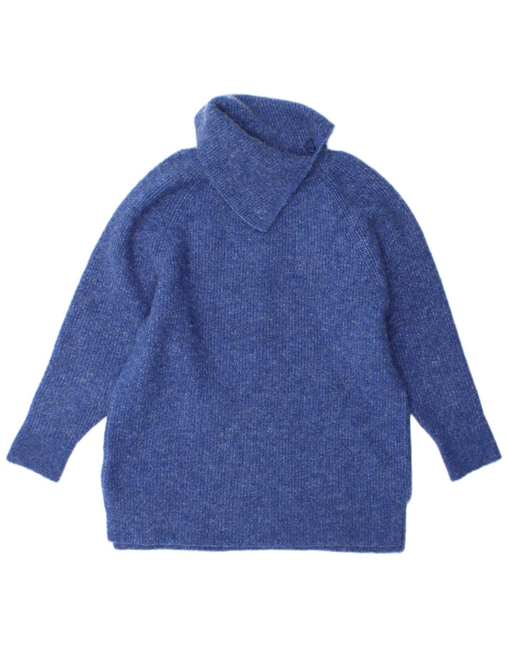 Suéter feminino Monsoon com gola redonda e gola redonda UK 10 acrílico azul pequeno