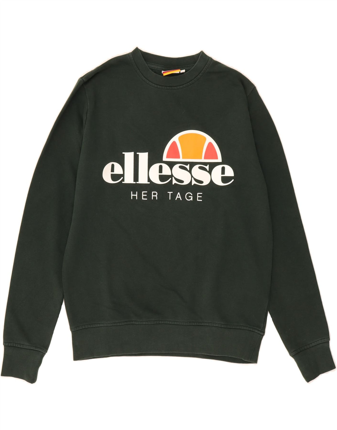 ELLESSE Mens Heritage Graphic Sweatshirt Jumper XS Khaki Cotton Vintage Ellesse and Second-Hand Ellesse from Messina Hembry 