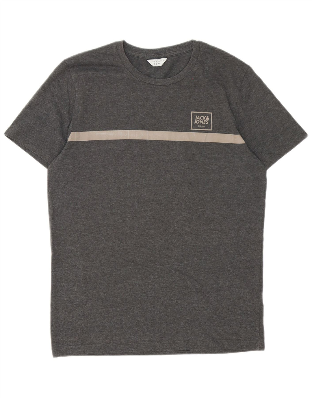 Camiseta masculina Jack & Jones top pequeno cinza colorblock algodão