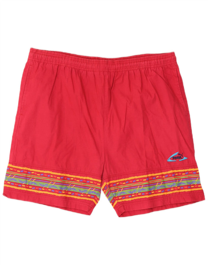 Shorts esportivos masculinos Puma grande algodão geométrico vermelho
