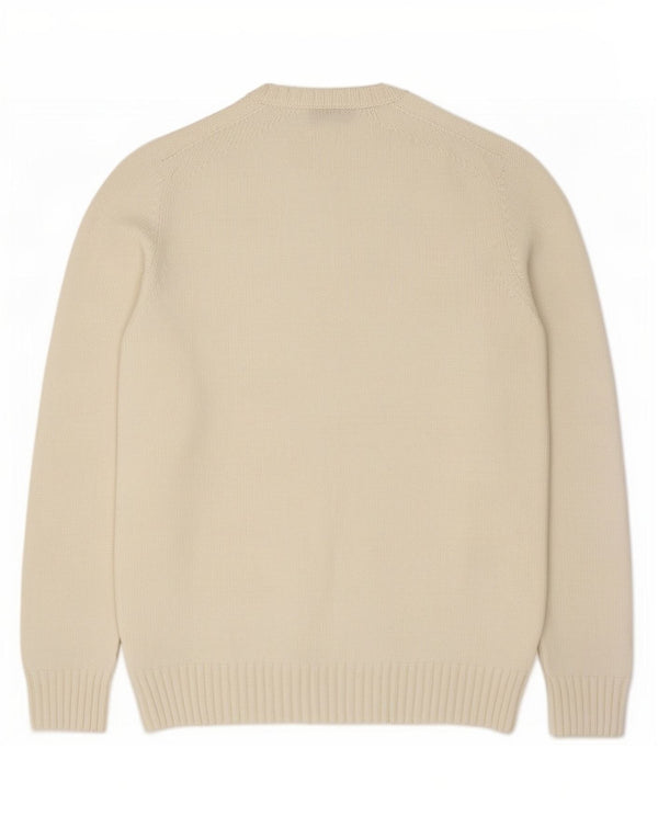 Guess By Marciano Mens Crew Neck Jumper Sweater Large White Acrylic