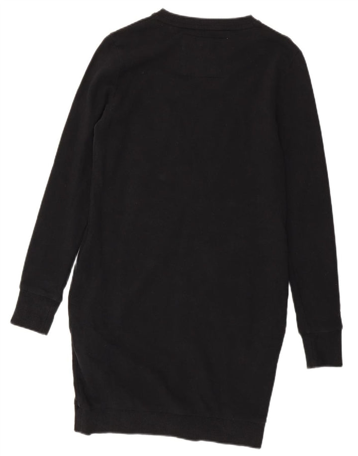 SUPERDRY vestido feminino com moletom gráfico UK 12 algodão preto médio