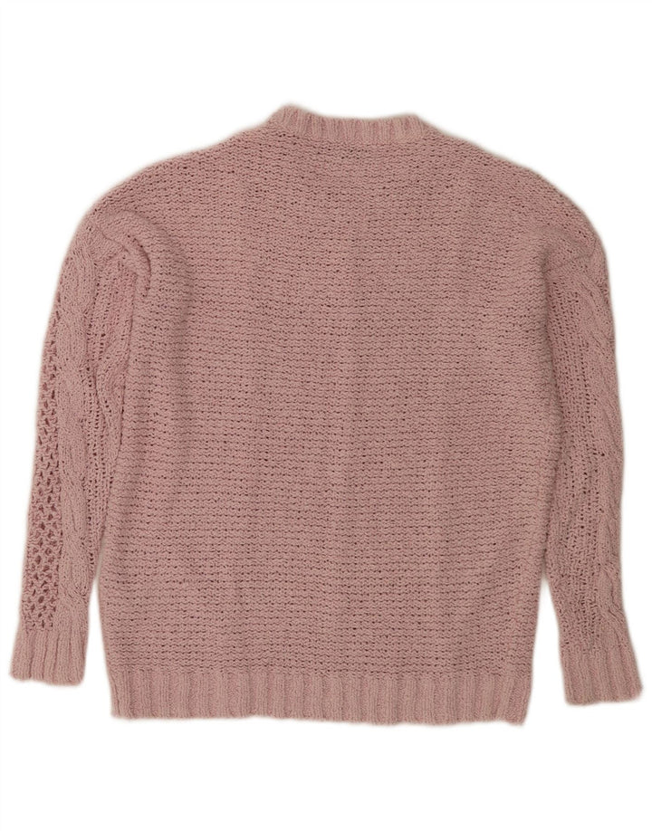 Suéter feminino Marks & Spencer com gola redonda grande, Reino Unido 10 pequeno rosa