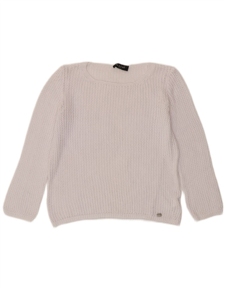 Suéter feminino STUDIO SDB com gola canoa e gola redonda UK 14 médio off white