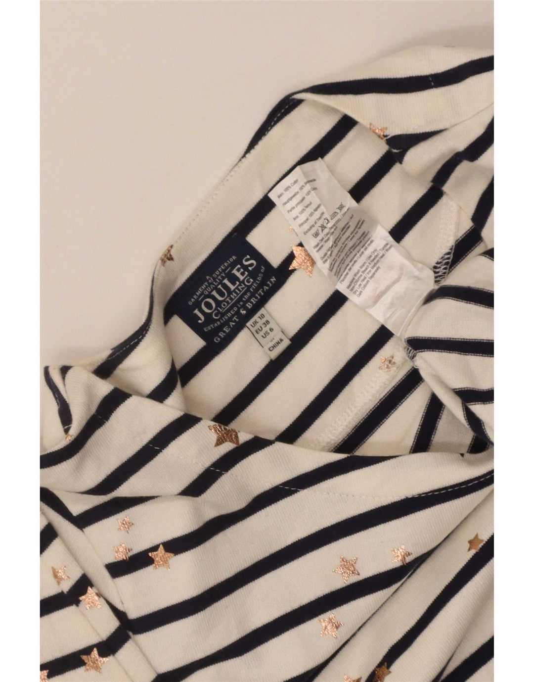 Vestido feminino Joules com bainha com padrão abstrato Reino Unido 10 listrado branco pequeno
