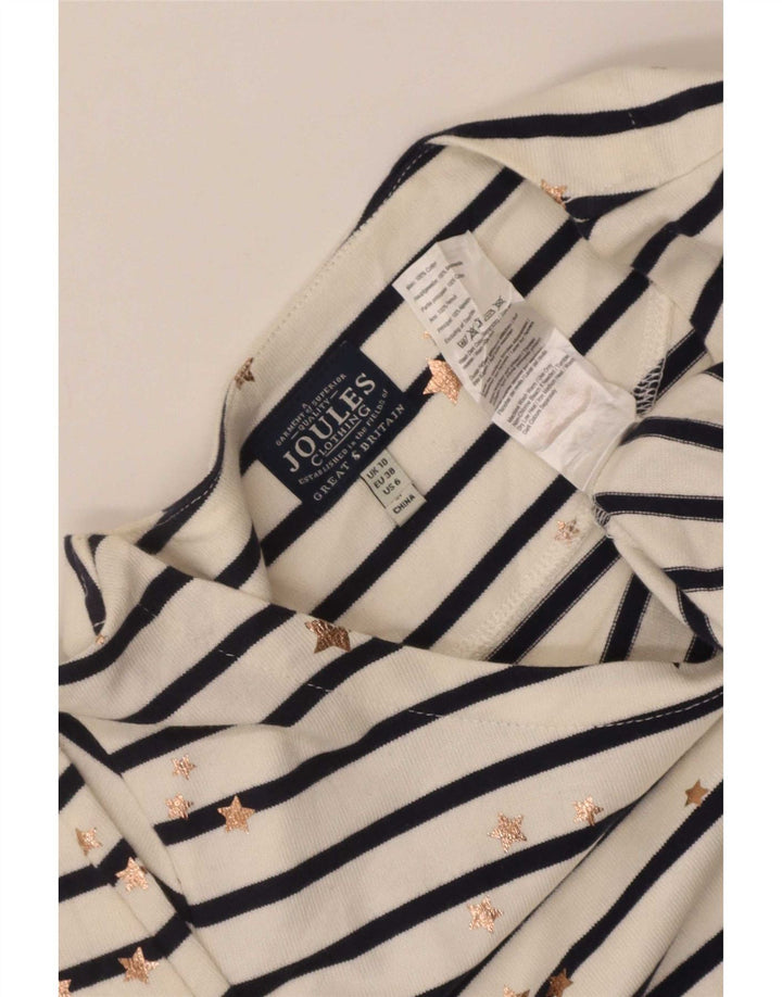 Vestido feminino Joules com bainha com padrão abstrato Reino Unido 10 listrado branco pequeno