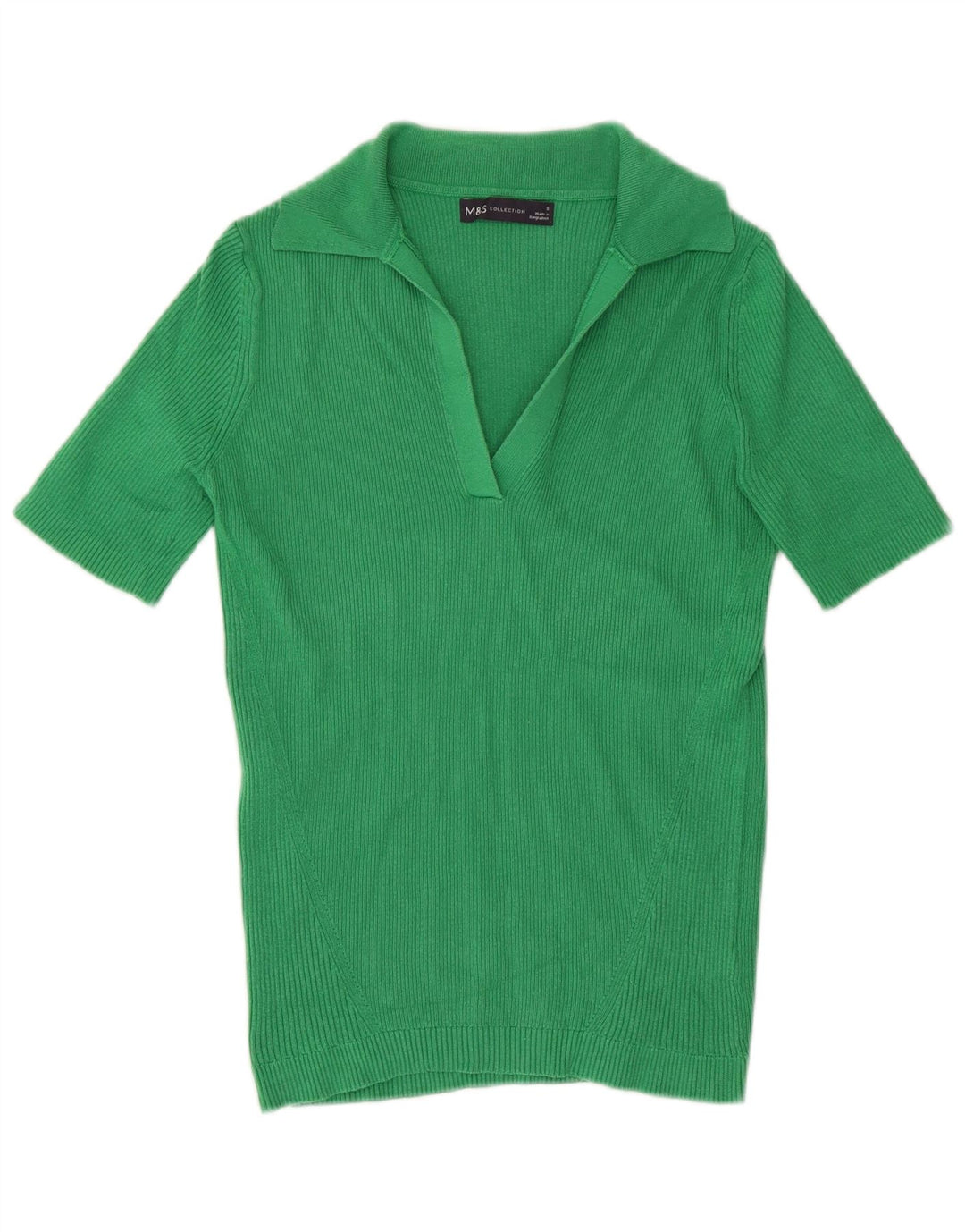 Camisa polo feminina de malha Marks & Spencer Reino Unido 8 pequena verde