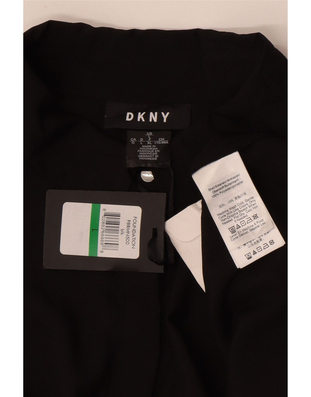 Blusa camisa feminina Dkny Reino Unido 16 grande poliéster preto