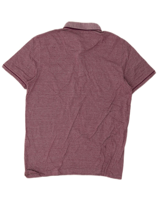 Camisa polo masculina Ted Baker tamanho 4 grande algodão listrado roxo