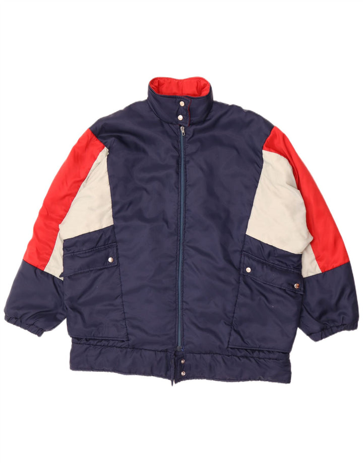 Jaqueta superior de agasalho masculino vintage 2XL azul marinho Colourblock