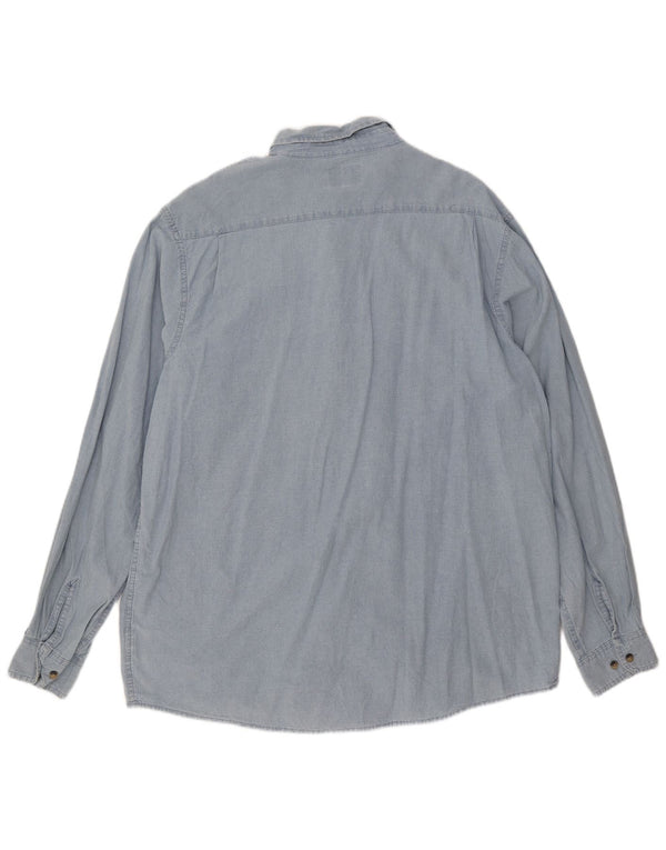 Camisa alta masculina Wrangler XL azul algodão
