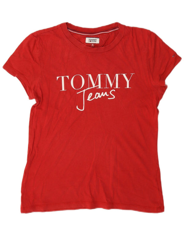 Tommy Hilfiger Camiseta feminina gráfica Top UK 10 Pequeno Vermelho