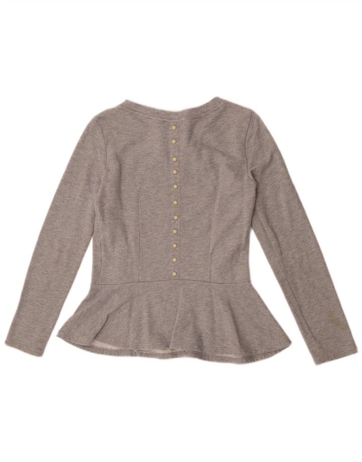 Blusa feminina de manga comprida MET UK 10 algodão cinza pequeno