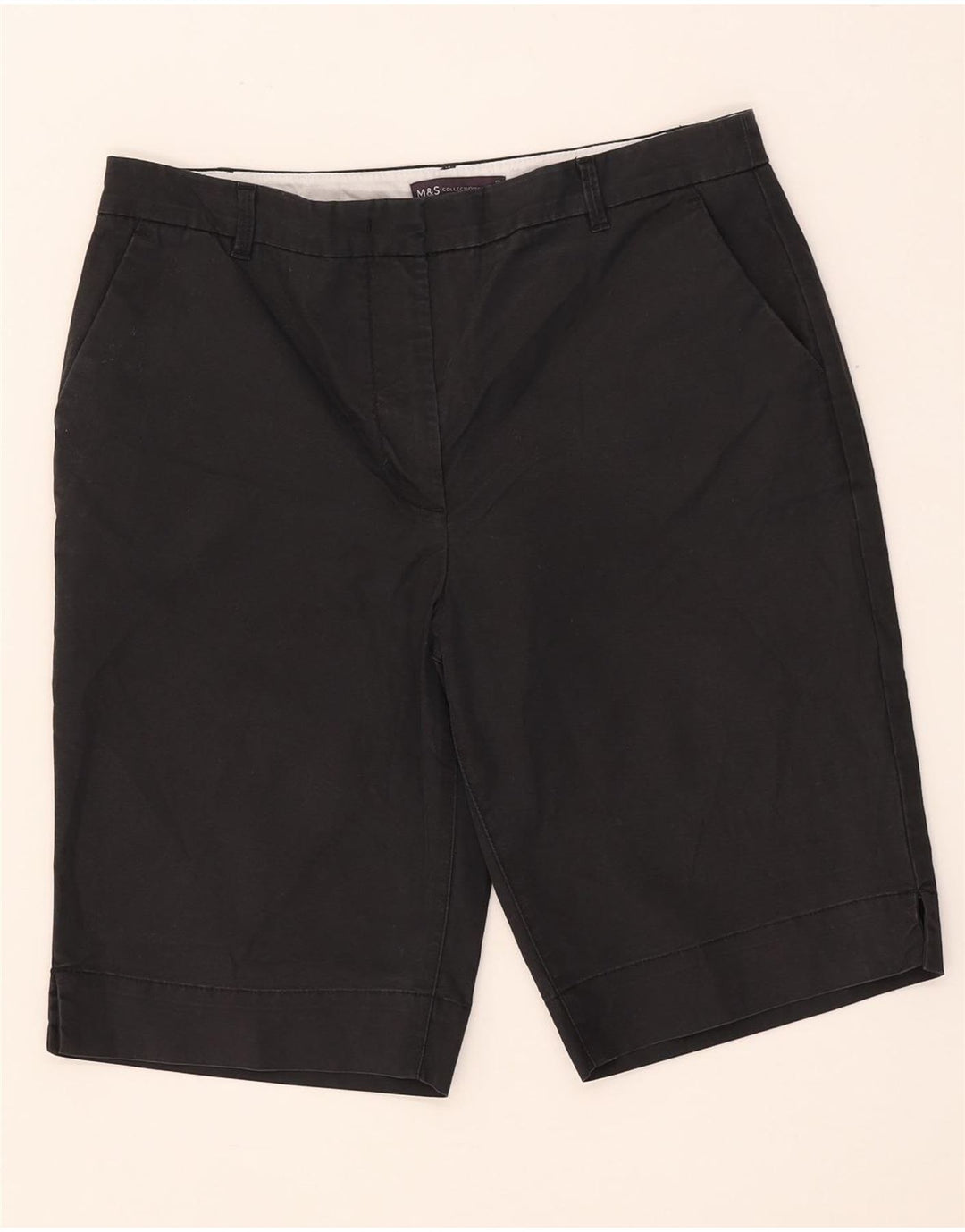 Shorts chino feminino Marks & Spencer UK 12 médio W32 algodão preto