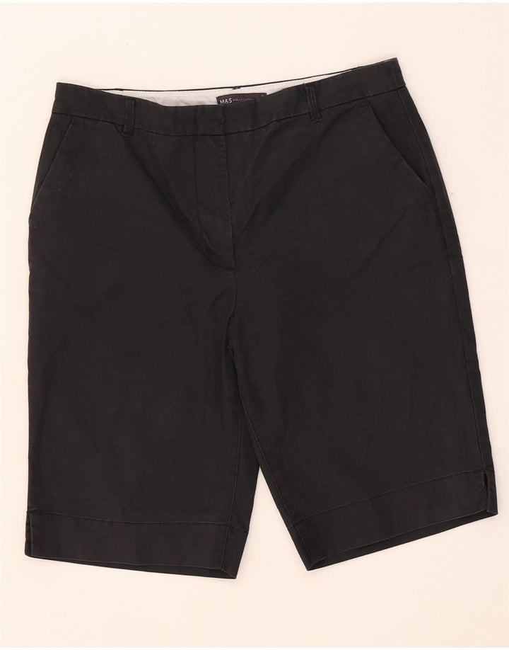 Shorts chino feminino Marks & Spencer UK 12 médio W32 algodão preto