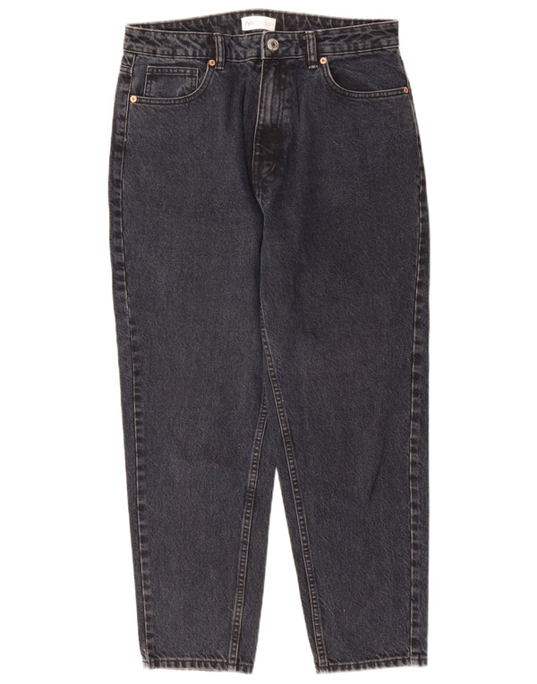 Zara Jeans feminino cintura alta cônico EU 42 grande W32 L28 algodão azul marinho