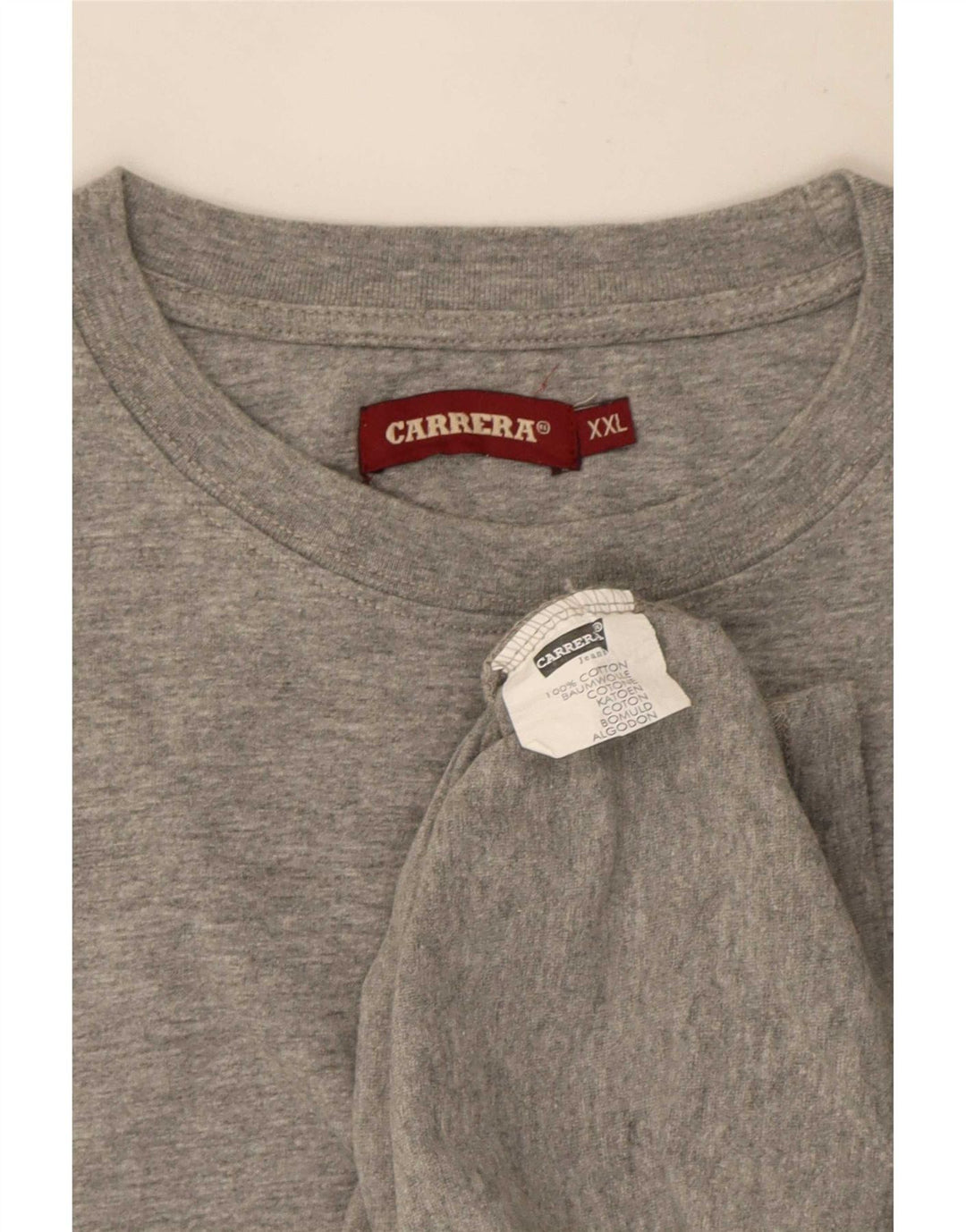 Camiseta masculina Carrera Top 2XL algodão manchado cinza