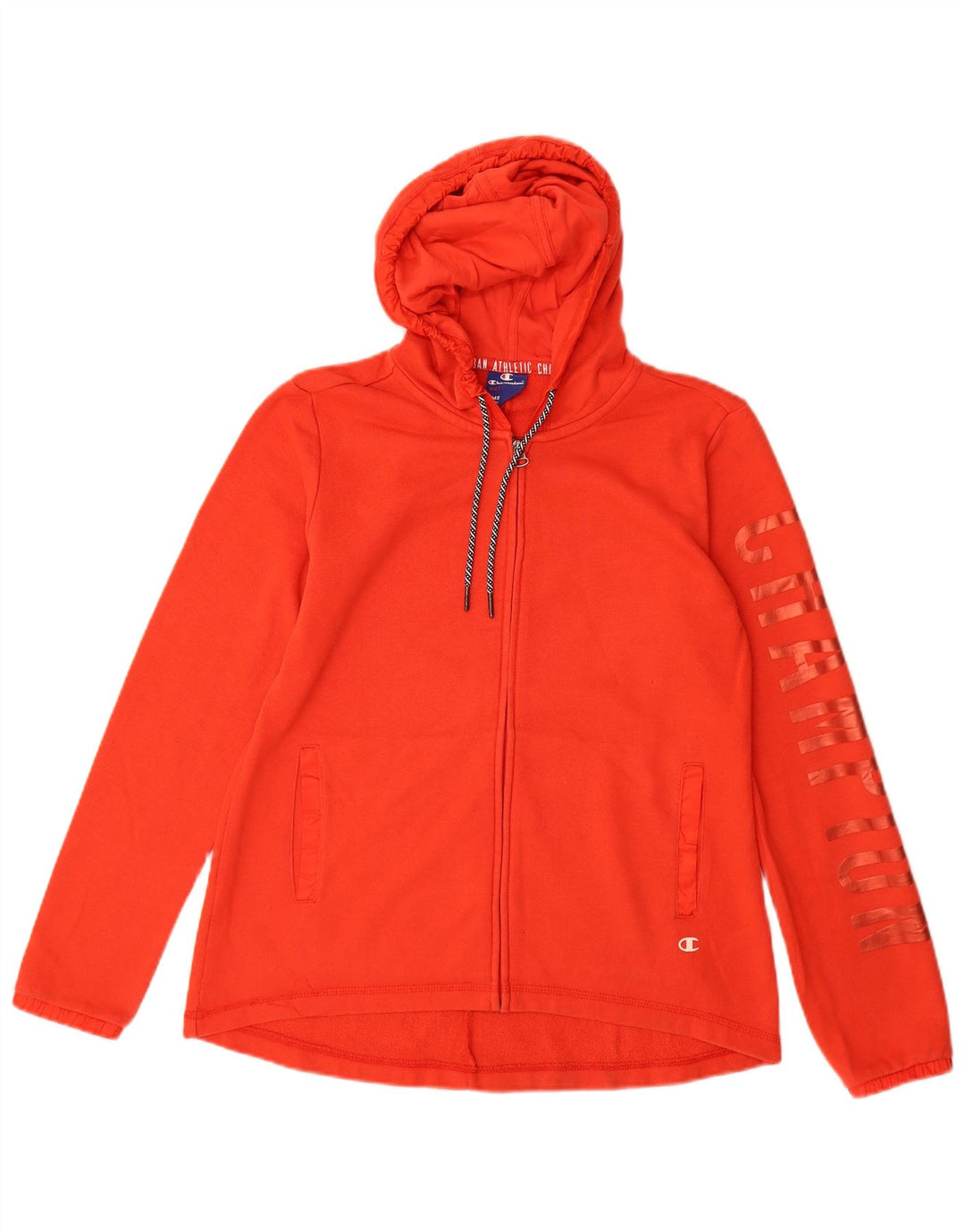 Suéter feminino Champion com capuz e zíper gráfico UK 14 vermelho médio