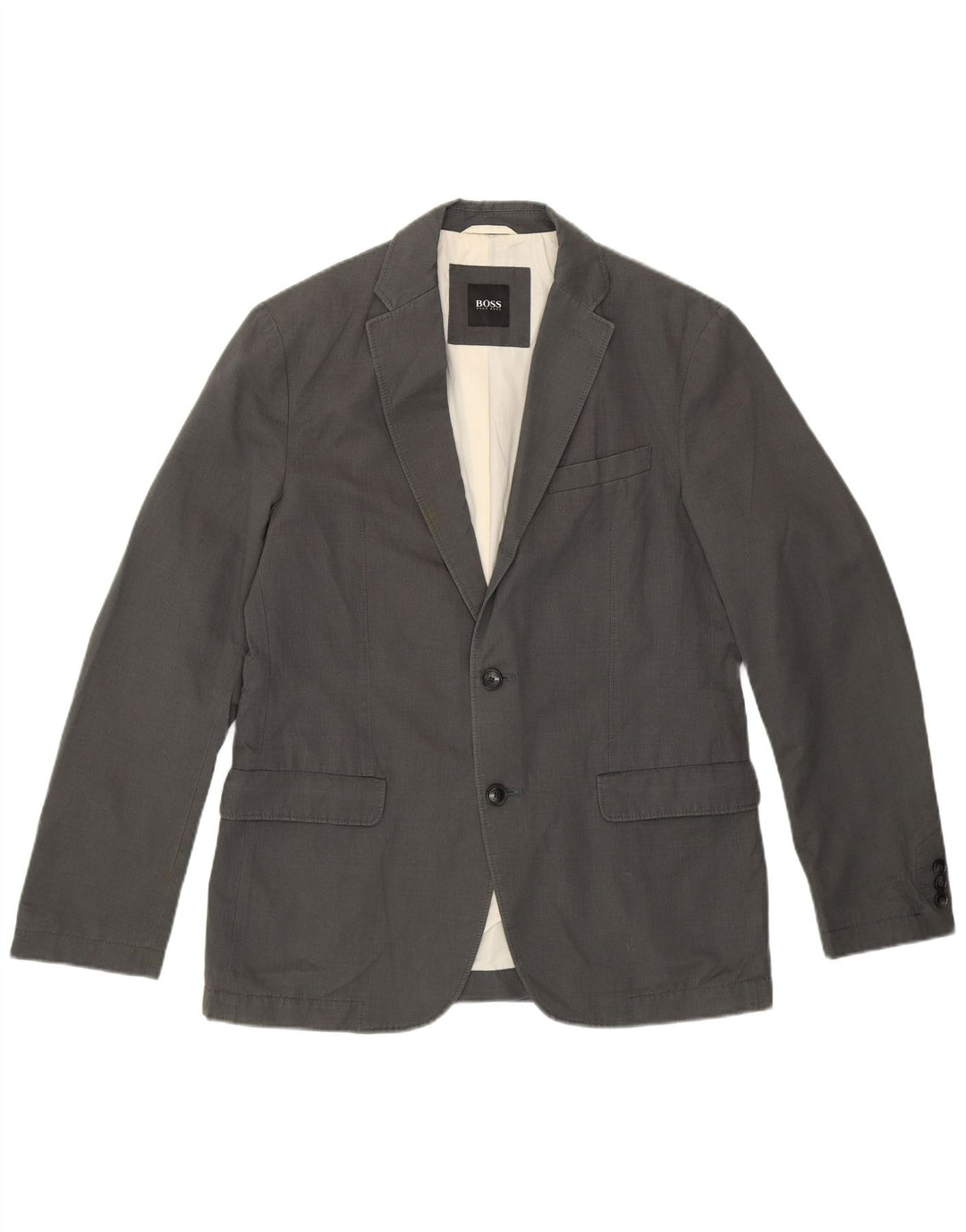 Jaqueta Blazer Masculina Hugo Boss com 2 Botões EU 48 Algodão Cinza Médio