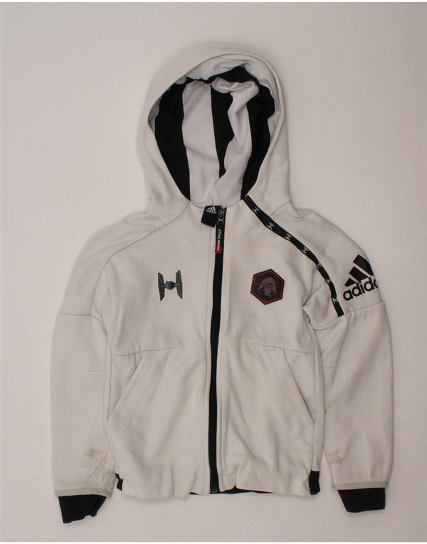 ADIDAS Meninos Star Wars Zip Hoodie Suéter 3-4 Anos Branco Colorblock