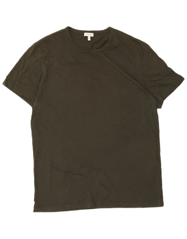 Camiseta masculina Reiss Top médio de algodão cáqui