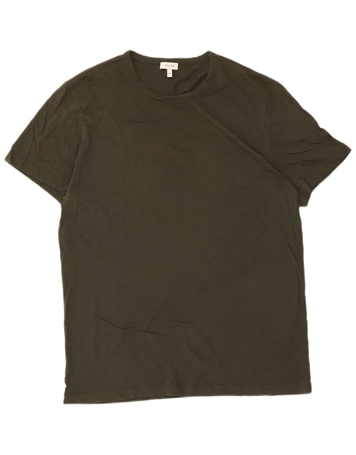 Camiseta masculina Reiss Top médio de algodão cáqui
