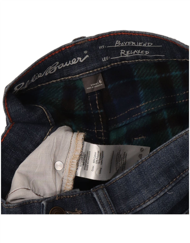 Eddie Bauer Jeans Boyfriend Slim Feminino US 6 Médio W30 L30 Azul