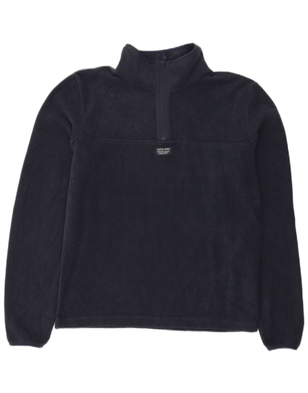 Suéter masculino de lã Jack & Jones com zíper e gola pequena azul marinho poliéster