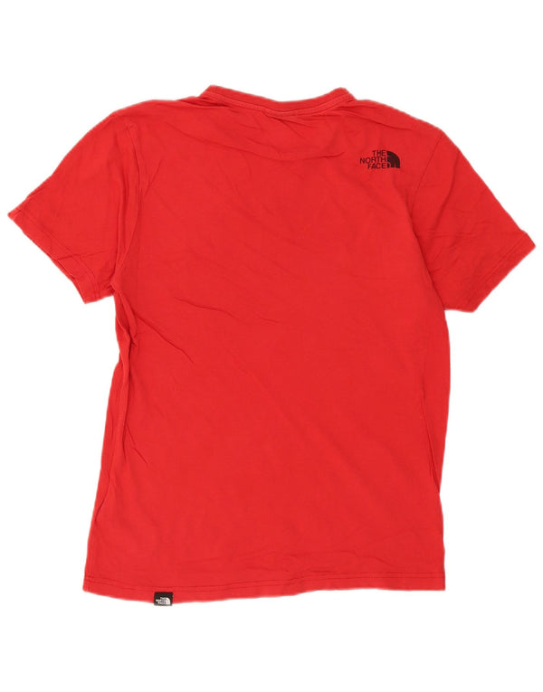 Camiseta gráfica masculina The North Face, top pequeno de algodão vermelho