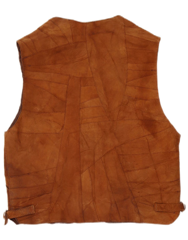 Colete de camurça masculino vintage grande couro marrom patchwork