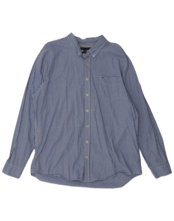 Camisa masculina Tommy Hilfiger Custom Fit 2XL algodão xadrez azul