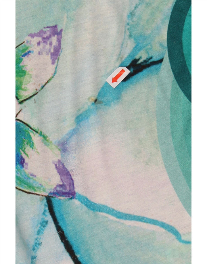 Blusa feminina Batwing DESIGUAL UK 10 pequena viscose floral azul