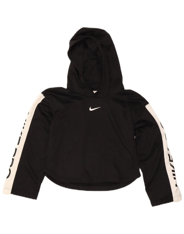 Jumper com capuz Nike Girls Graphic Crop 12-13 anos grande bloco colorido preto