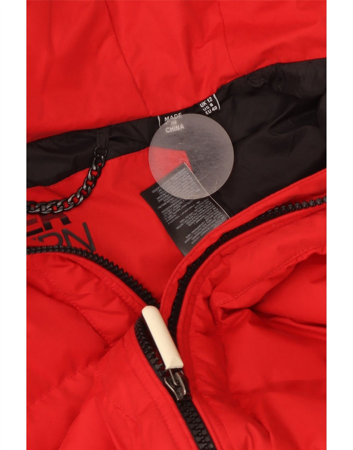 Jaqueta acolchoada com capuz feminina Superdry UK 12 nylon vermelho médio