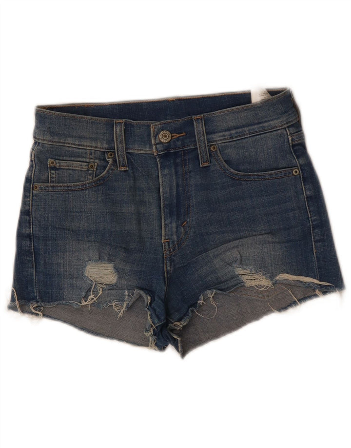 Shorts jeans feminino 501 desgastado da LEVI'S W24 XS azul algodão