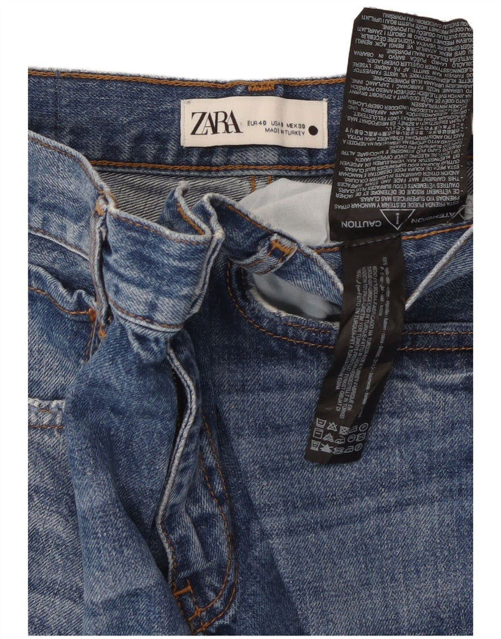 Calça jeans reta feminina Zara EU 40 médio W30 L30 azul algodão