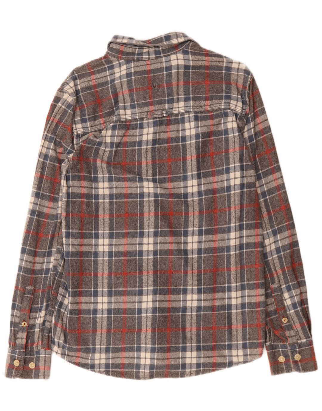 Camisa masculina de flanela Fat Face pequena algodão xadrez cinza