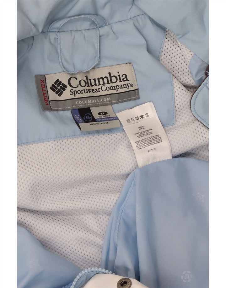 Jaqueta de chuva feminina com capuz grande COLUMBIA Reino Unido 18 XL azul colorblock