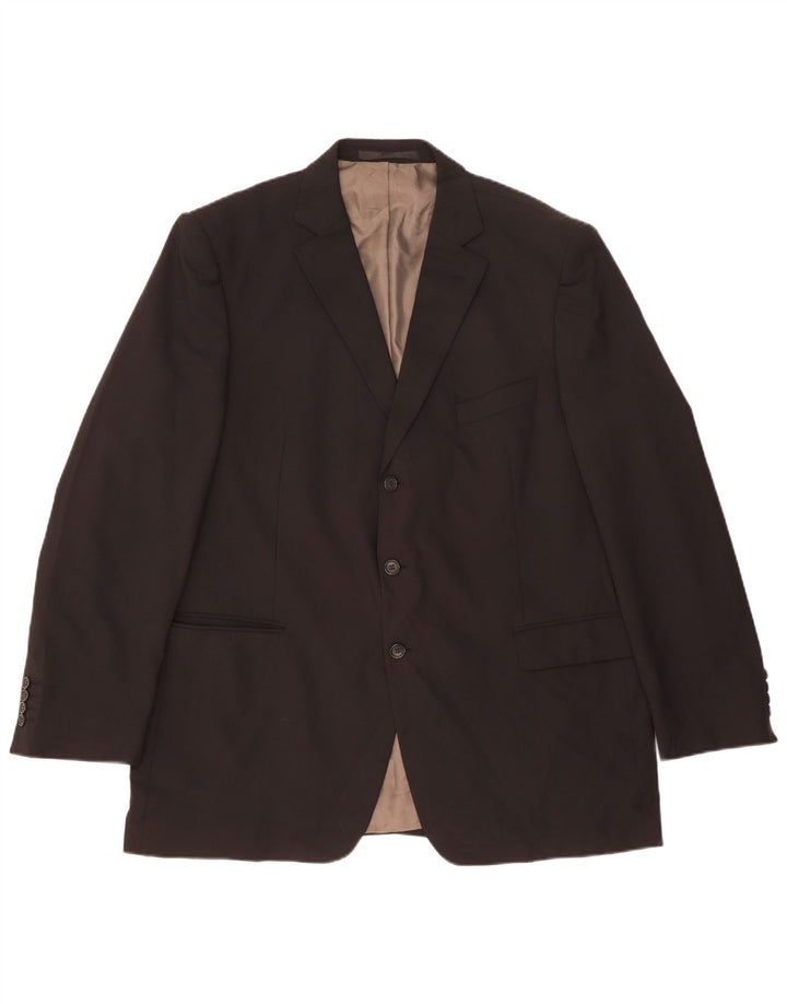 Jaqueta blazer masculina de 3 botões Marks & Spencer Reino Unido 46 XL preto poliéster
