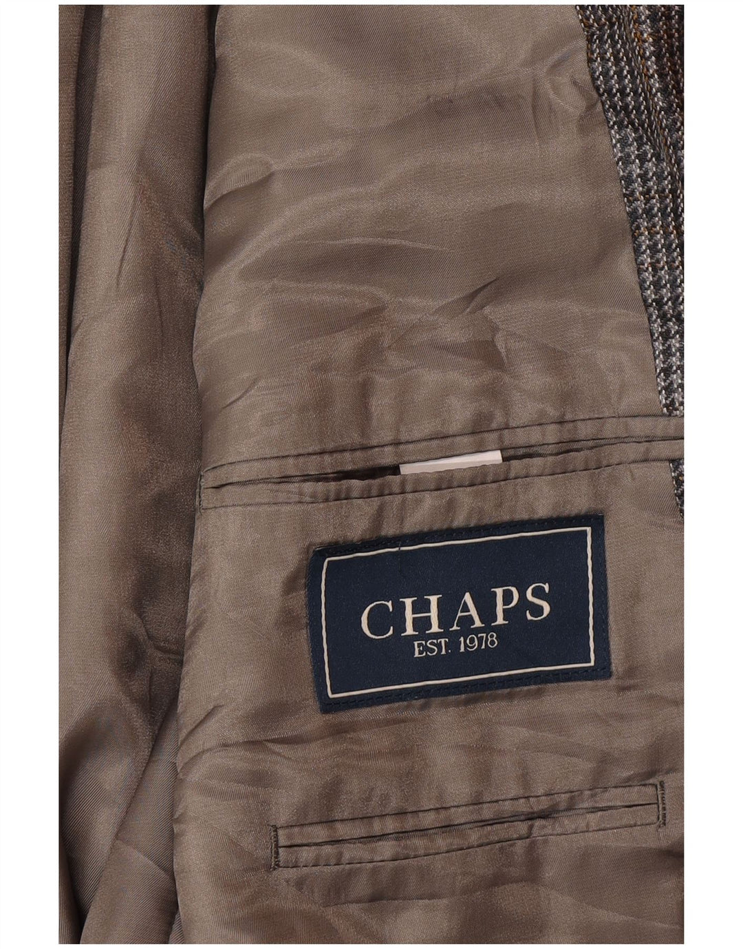 Jaqueta blazer masculina Chaps com 2 botões UK 42 XL cinza Houndstooth